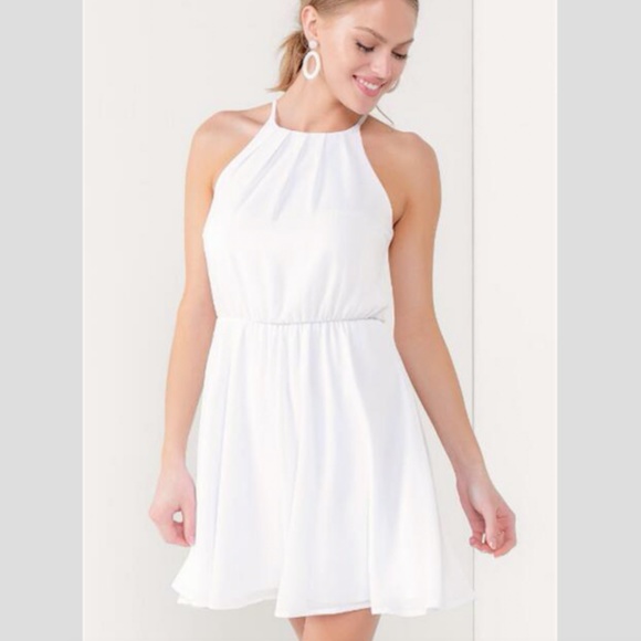 white chiffon skater dress